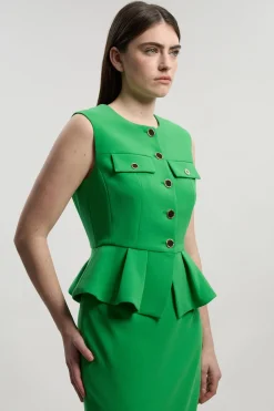 KarenMillen Robe Midi Ajustée À Basque En Tissu Stretch Compact<Femme Tailleurs|Robes Mi-Longues