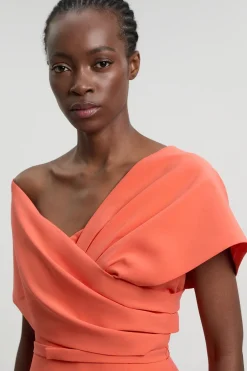 KarenMillen Robe Midi Ajustée À Basque En Viscose Stretch Compacte<Femme Robes Mi-Longues|Robes