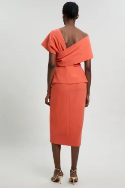 KarenMillen Robe Midi Ajustée À Basque En Viscose Stretch Compacte<Femme Robes Mi-Longues|Robes