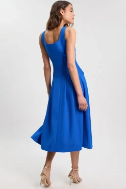 Robe Midi Ajustée À Bretelles Avec Boutonnage Sur Toute La Longueur