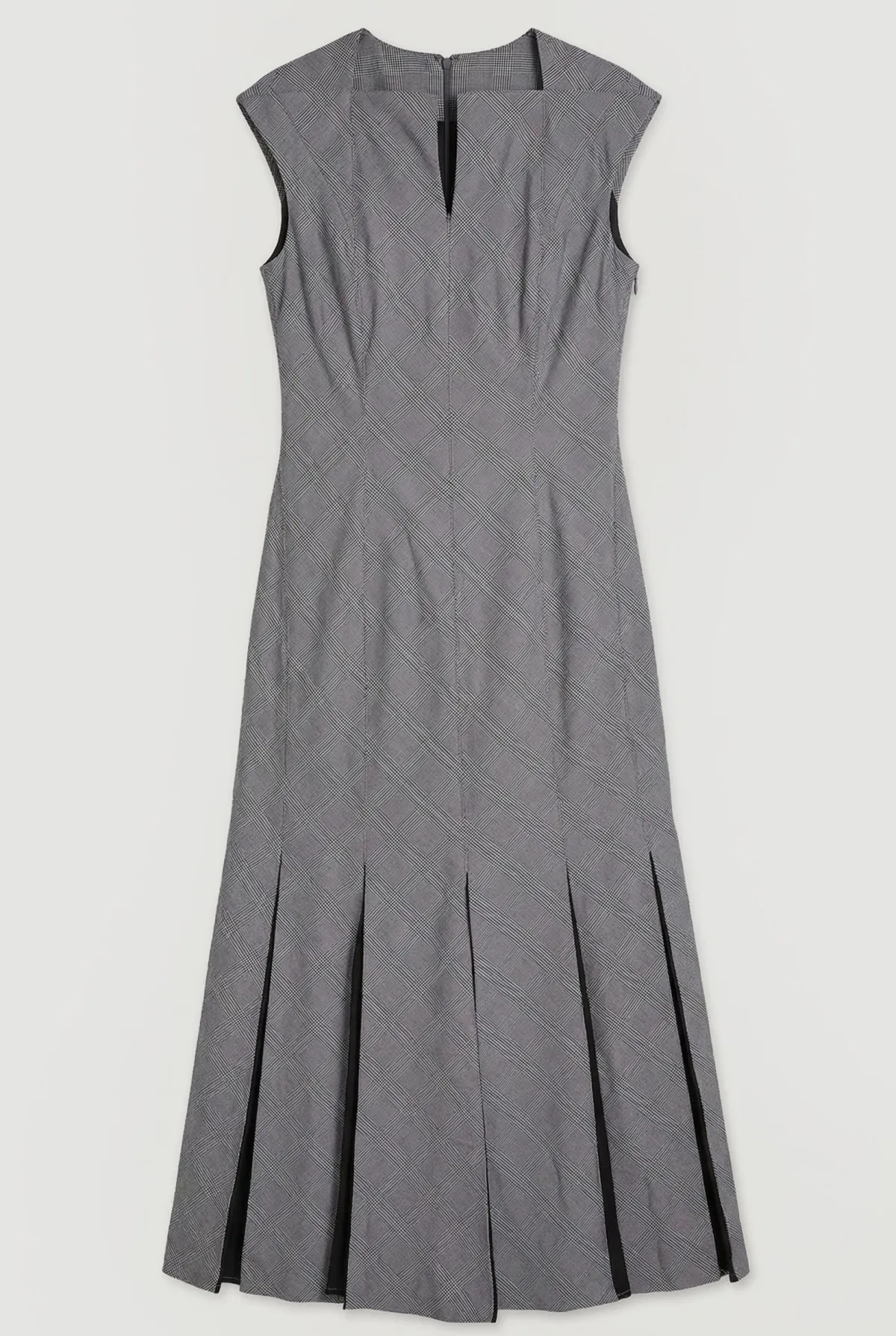 KarenMillen Robe Midi Ajustée À Carreaux Avec Détails Godets<Femme Robes|Robes Mi-Longues