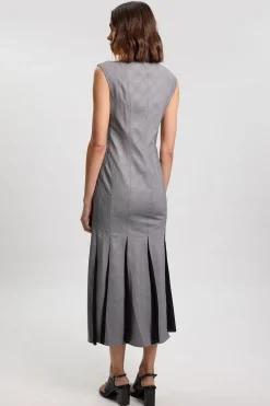 KarenMillen Robe Midi Ajustée À Carreaux Avec Détails Godets<Femme Robes|Robes Mi-Longues
