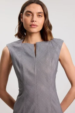 KarenMillen Robe Midi Ajustée À Carreaux Avec Détails Godets<Femme Robes|Robes Mi-Longues