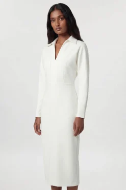 KarenMillen Robe Midi Ajustée À Col Chemise Et Manches Longues<Femme Toutes Les Robes|Robes Mi-Longues