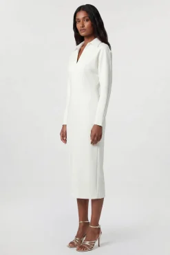 KarenMillen Robe Midi Ajustée À Col Chemise Et Manches Longues<Femme Toutes Les Robes|Robes Mi-Longues