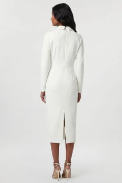 KarenMillen Robe Midi Ajustée À Col Chemise Et Manches Longues<Femme Toutes Les Robes|Robes Mi-Longues