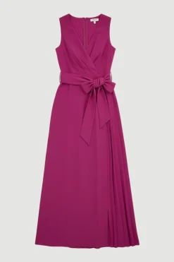 Robe Midi Ajustée Douce à Plis Latéraux
