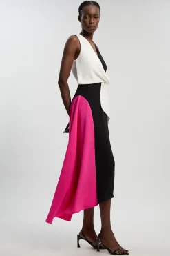 Robe Midi Ajustée À Détail Color Block Pour Petite Taille