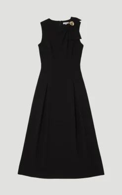 KarenMillen Robe Midi Ajustée à Détail Nœud Papillon au Col en Tissu Stretch Compact<Femme Tailleurs|Robes Mi-Longues