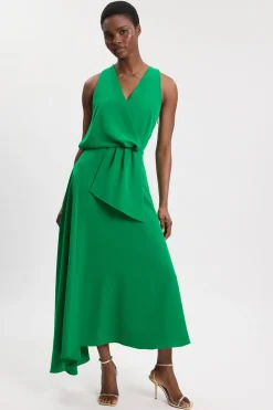 Robe Midi Ajustée À Détails Colorblock Contrastés