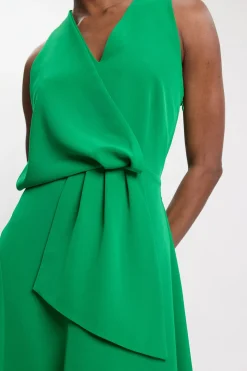 Robe Midi Ajustée À Détails Colorblock Contrastés