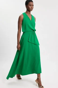 Robe Midi Ajustée À Détails Colorblock Contrastés