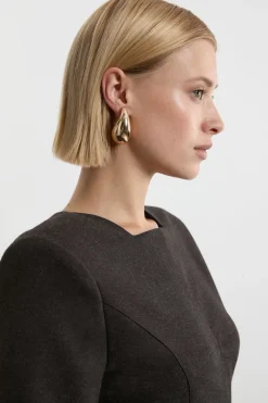Robe Midi Ajustée En Flanelle Structurée