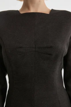 Robe Midi Ajustée En Flanelle Structurée