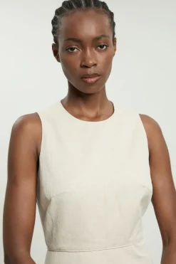 KarenMillen Robe Midi Ajustée En Lin Premium Ésynthétiqueré<Femme Robes|Robes Mi-Longues