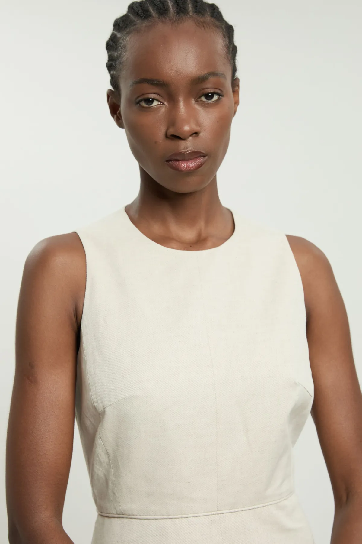 KarenMillen Robe Midi Ajustée En Lin Premium Ésynthétiqueré<Femme Robes|Robes Mi-Longues