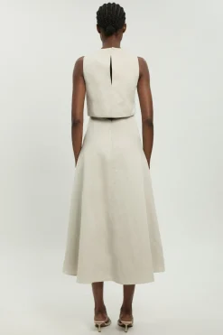 KarenMillen Robe Midi Ajustée En Lin Premium Ésynthétiqueré<Femme Robes|Robes Mi-Longues