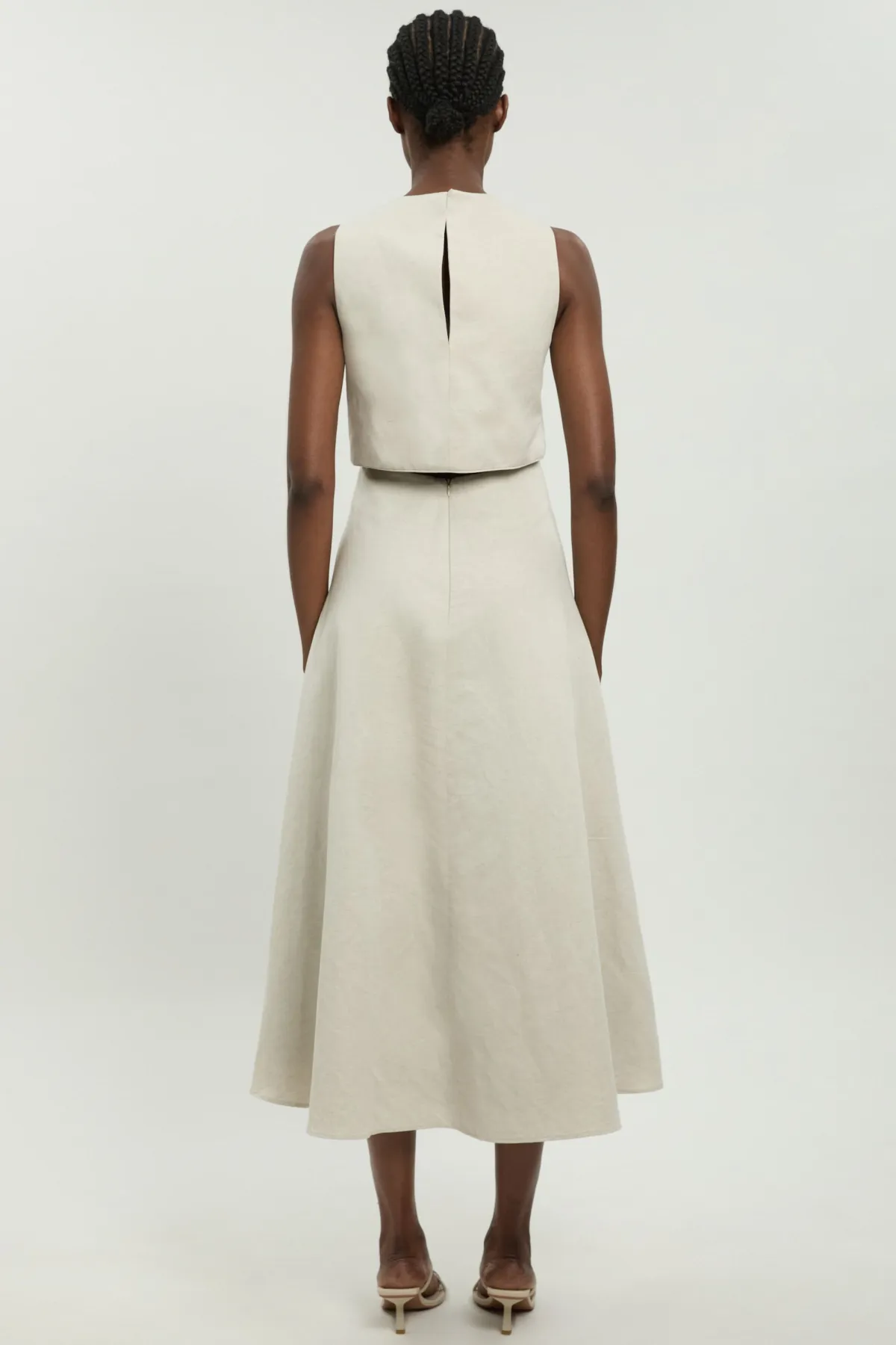 KarenMillen Robe Midi Ajustée En Lin Premium Ésynthétiqueré<Femme Robes|Robes Mi-Longues