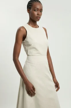 KarenMillen Robe Midi Ajustée En Lin Premium Ésynthétiqueré<Femme Robes|Robes Mi-Longues