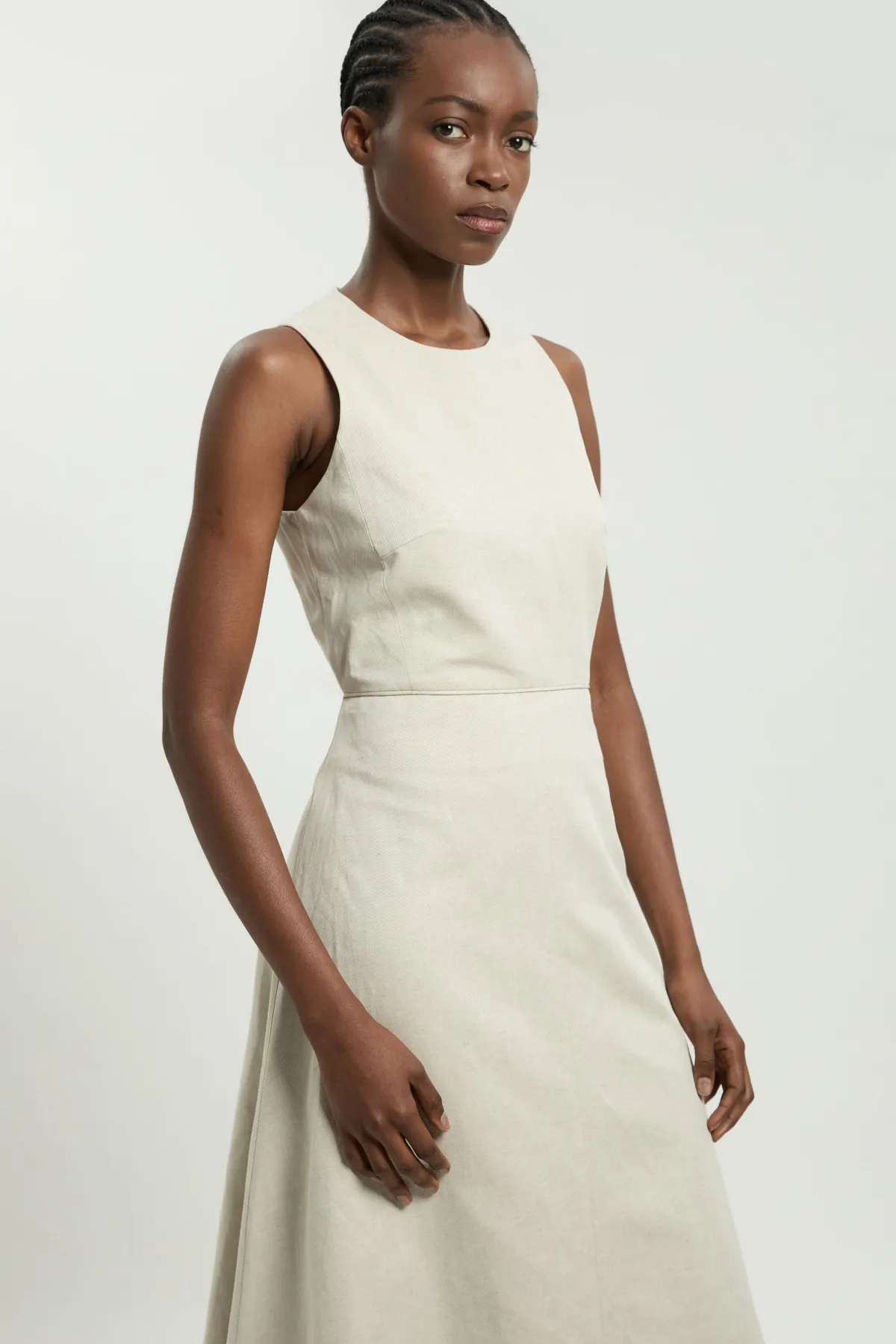 KarenMillen Robe Midi Ajustée En Lin Premium Ésynthétiqueré<Femme Robes|Robes Mi-Longues