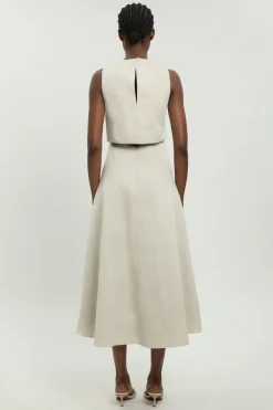 Robe Midi Ajustée En Lin Premium Petite Taille