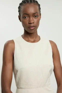 Robe Midi Ajustée En Lin Premium Petite Taille