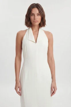 KarenMillen Robe Midi Ajustée En Satin Avec Détail Dos Smoking<Femme Tailleurs|Robes Mi-Longues