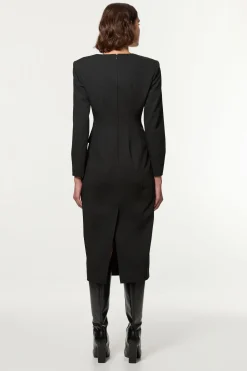 KarenMillen Robe midi ajustée en viscose avec fermeture éclair et coutures multiples<Femme Tailleurs|Robes Mi-Longues