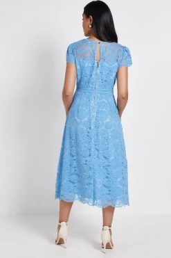 Robe Midi Ajustée Et Évasée En Dentelle Petite Taille