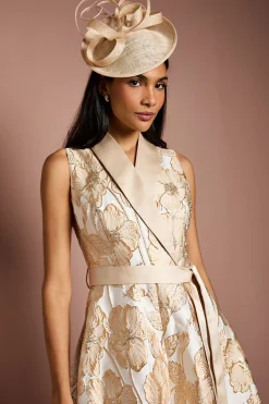 Coast Robe Midi Ajustée et Évasée Sans Manches Style Smoking Jacquard<Femme Robes Mi-Longues|Robes