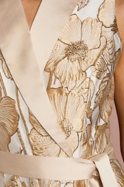 Coast Robe Midi Ajustée et Évasée Sans Manches Style Smoking Jacquard<Femme Robes Mi-Longues|Robes