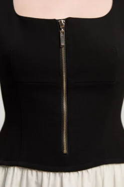 KarenMillen Robe Midi Ajustée À Jupe Évasée En Mélange Coton Stretch Compact Petite Taille<Femme Tailleurs|Robes Mi-Longues