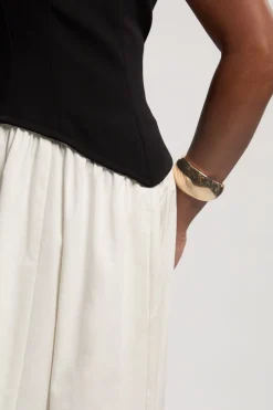 Robe Midi Ajustée À Jupe Évasée En Mélange Coton Stretch Compact Grande Taille