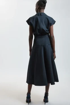 KarenMillen Robe Midi Ajustée À Jupe Évasée En Tissu Stretch<Femme Robes|Robes Mi-Longues