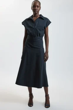 KarenMillen Robe Midi Ajustée À Jupe Évasée En Tissu Stretch<Femme Robes|Robes Mi-Longues