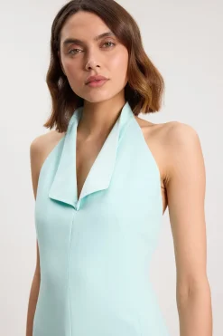 Robe Midi Ajustée Petite Avec Détail Dos Smoking En Satin