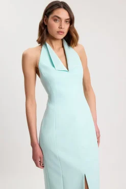 Robe Midi Ajustée Petite Avec Détail Dos Smoking En Satin