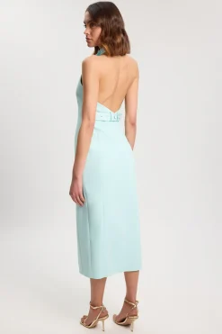 Robe Midi Ajustée Petite Avec Détail Dos Smoking En Satin