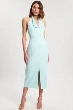 Robe Midi Ajustée Petite Avec Détail Dos Smoking En Satin