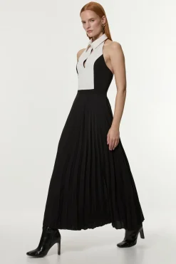 KarenMillen Robe Midi Ajustée Petite À Jupe Ample Et Détails Contrastés<Femme Robes|Robes Mi-Longues