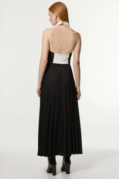 KarenMillen Robe Midi Ajustée Petite À Jupe Ample Et Détails Contrastés<Femme Robes|Robes Mi-Longues