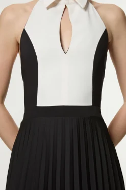 KarenMillen Robe Midi Ajustée Petite À Jupe Ample Et Détails Contrastés<Femme Robes|Robes Mi-Longues