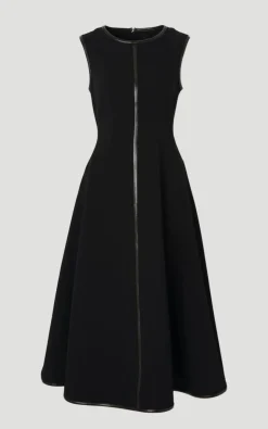 Robe Midi Ajustée Sans Manches à Jupe Évasée en Mélange synthétique Stretch Compact