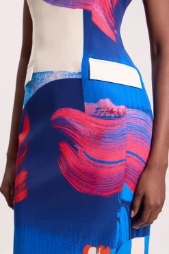Robe Midi Ajustée Sans Manches À Col Bénitier Et Finition Soignée