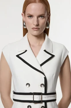 KarenMillen Robe midi ajustée stretch compacte à double boutonnage, ceinturée et à basque<Femme Tailleurs|Toutes Les Robes