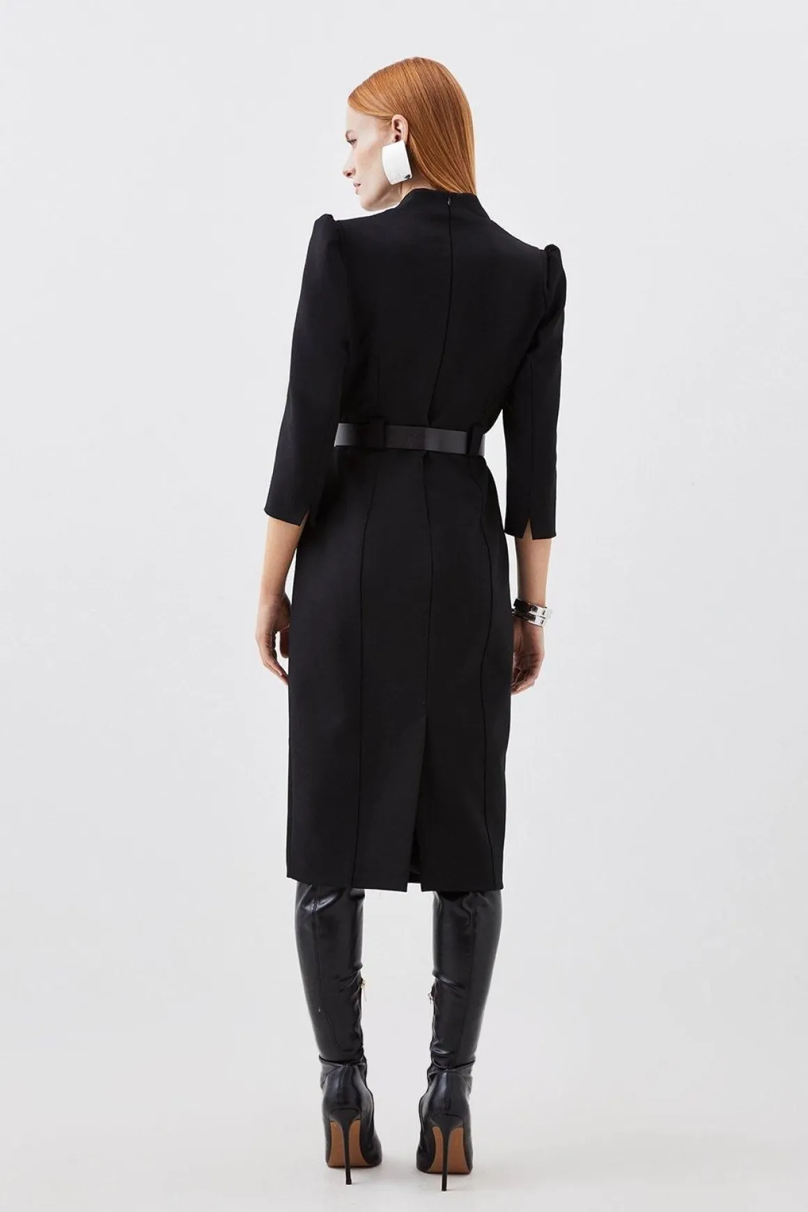 Robe Midi Ajustée Stretch Forever Ceinturée