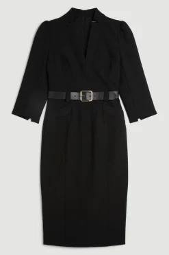 Robe Midi Ajustée Stretch Forever Ceinturée