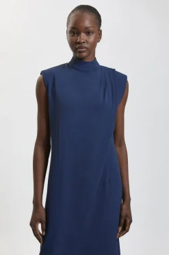 KarenMillen Robe Midi Asymétrique À Col Montant Avec Détail Noué<Femme Robes|Robes Mi-Longues