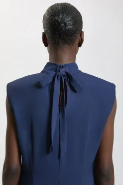 KarenMillen Robe Midi Asymétrique À Col Montant Avec Détail Noué<Femme Robes|Robes Mi-Longues