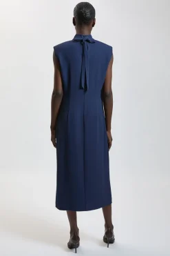 KarenMillen Robe Midi Asymétrique À Col Montant Avec Détail Noué<Femme Robes|Robes Mi-Longues